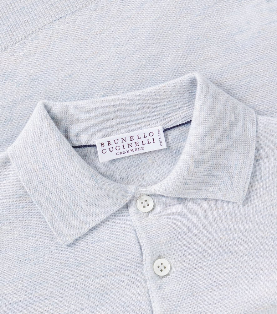 Cashmere, silk, and linen polo sweater