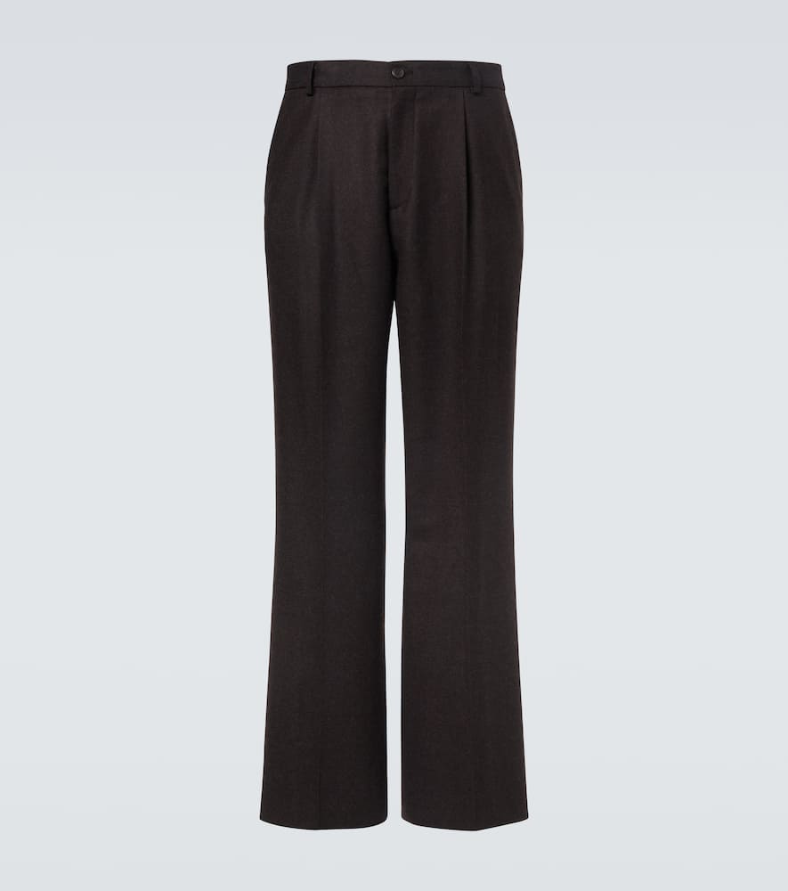 Wool flannel wide-leg pants
