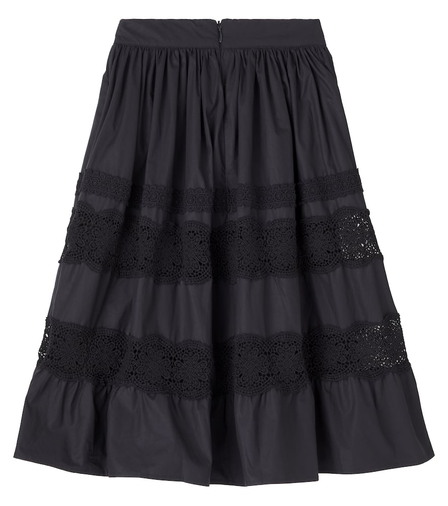 Lace-trimmed cotton skirt