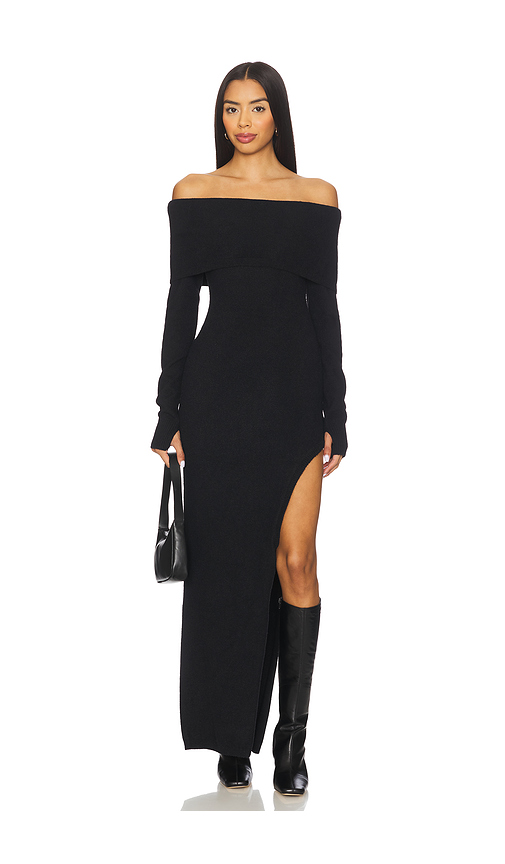 SEVEN WONDERS Barly Off Shoulder Maxi Dress in Black. XL also in L, M