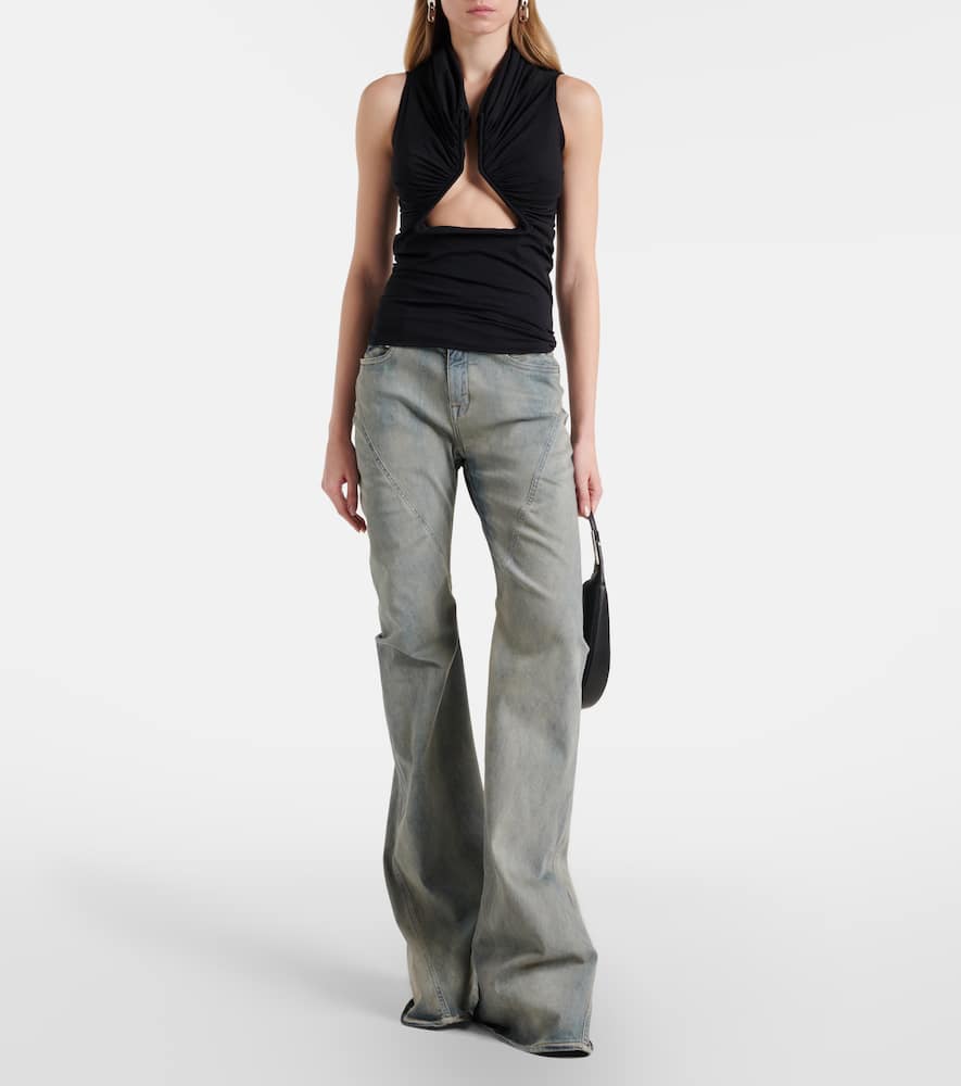 Cutout ruched jersey top