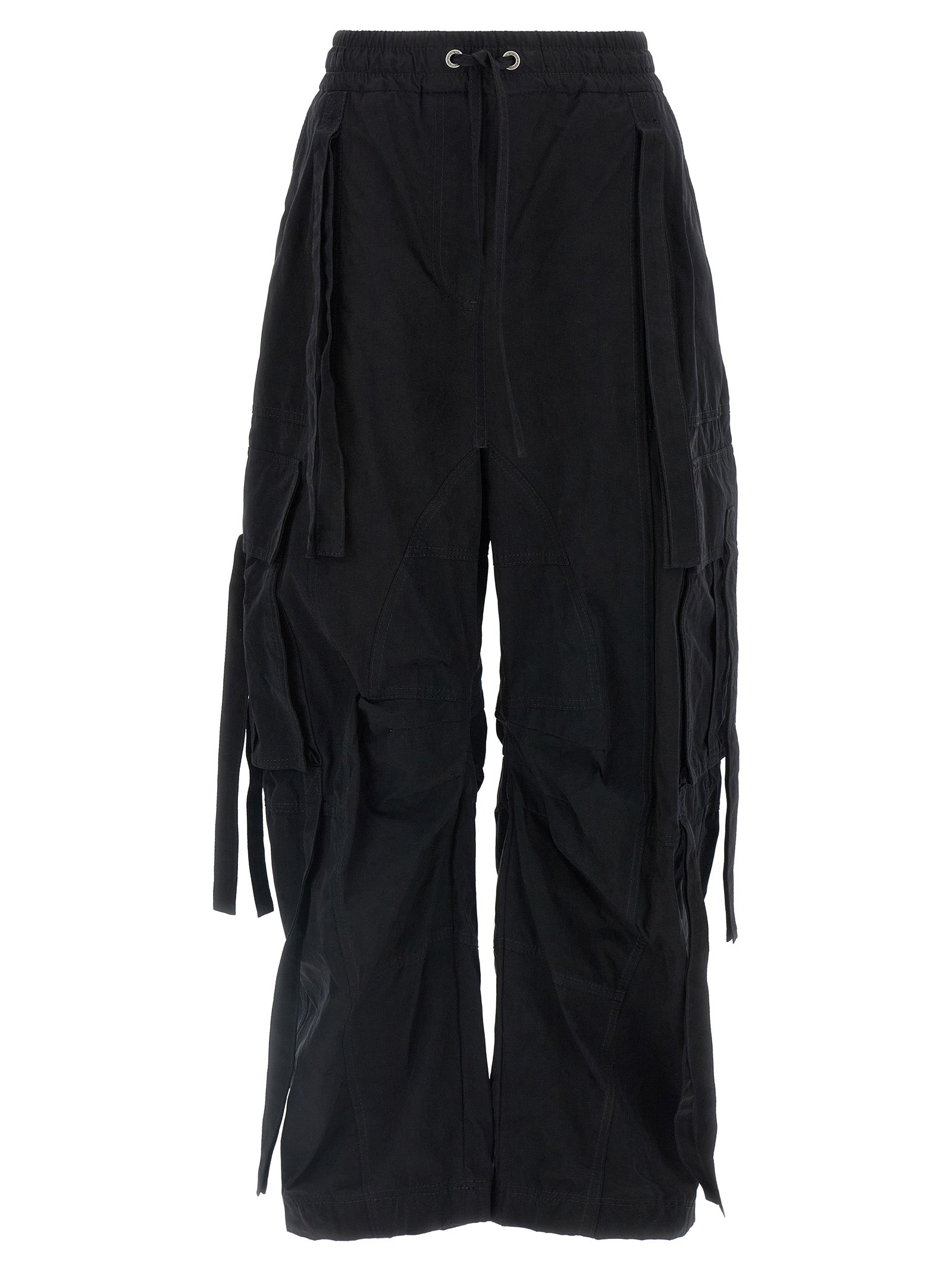 Washed Cotton-Blend Cargo Cargo Pants — Black