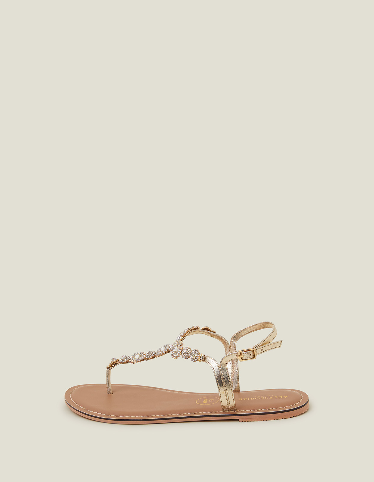 Wide Fit Rome Sparkly Sandals Gold