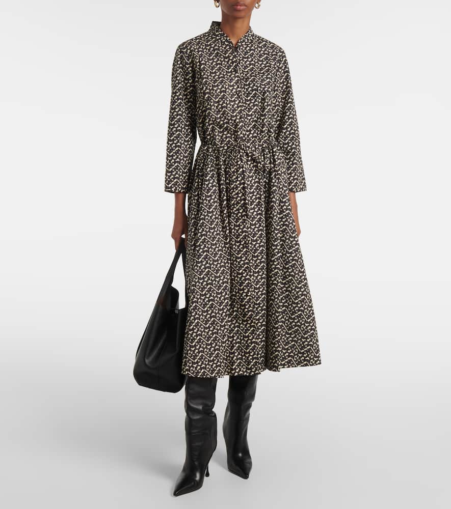 Printed cotton poplin shirt dress