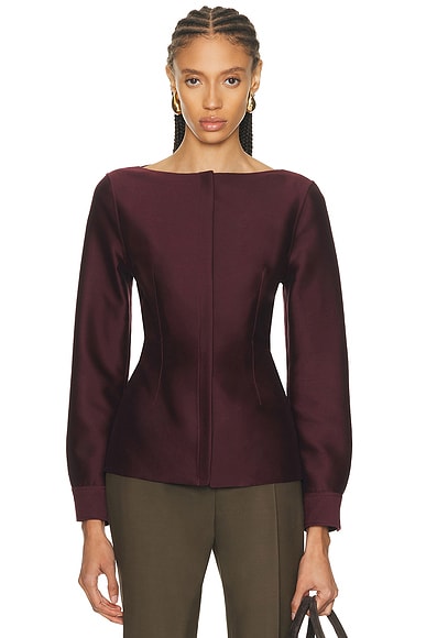 Adam Lippes Souline Top in Aubergine - Burgundy. 6 also