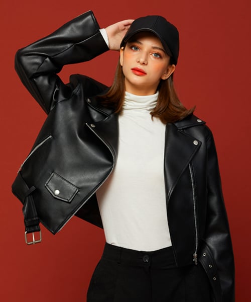 WOMENS CROPPED OVERSIZED MILD LEATHER MOTORCYCLE JACKET