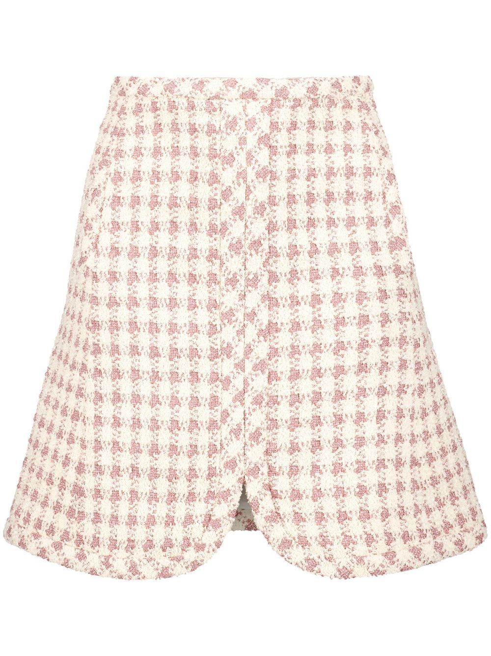 Check-print high-waist mini skirt - Pink
