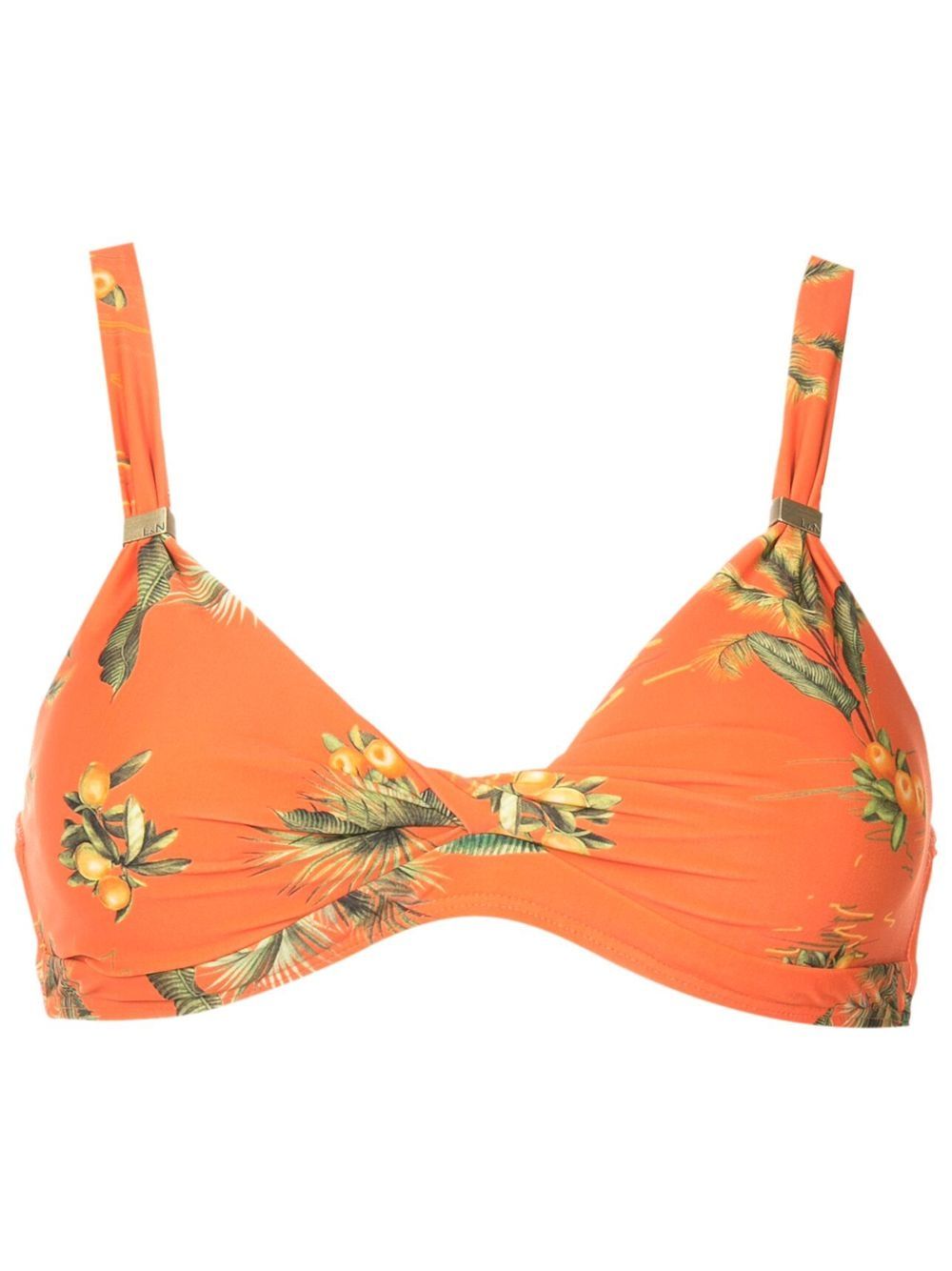 Carla floral-print bikini top - Orange