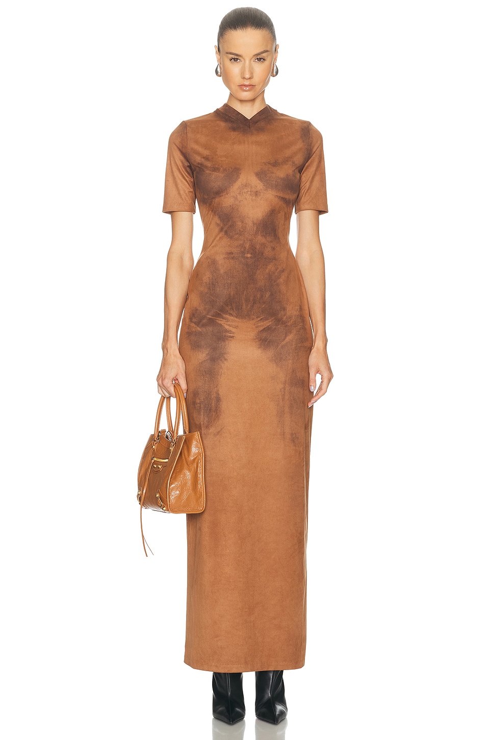 Acne Studios Dueda Faux Suede Dress in Cognac Brown - Cognac. 34 also