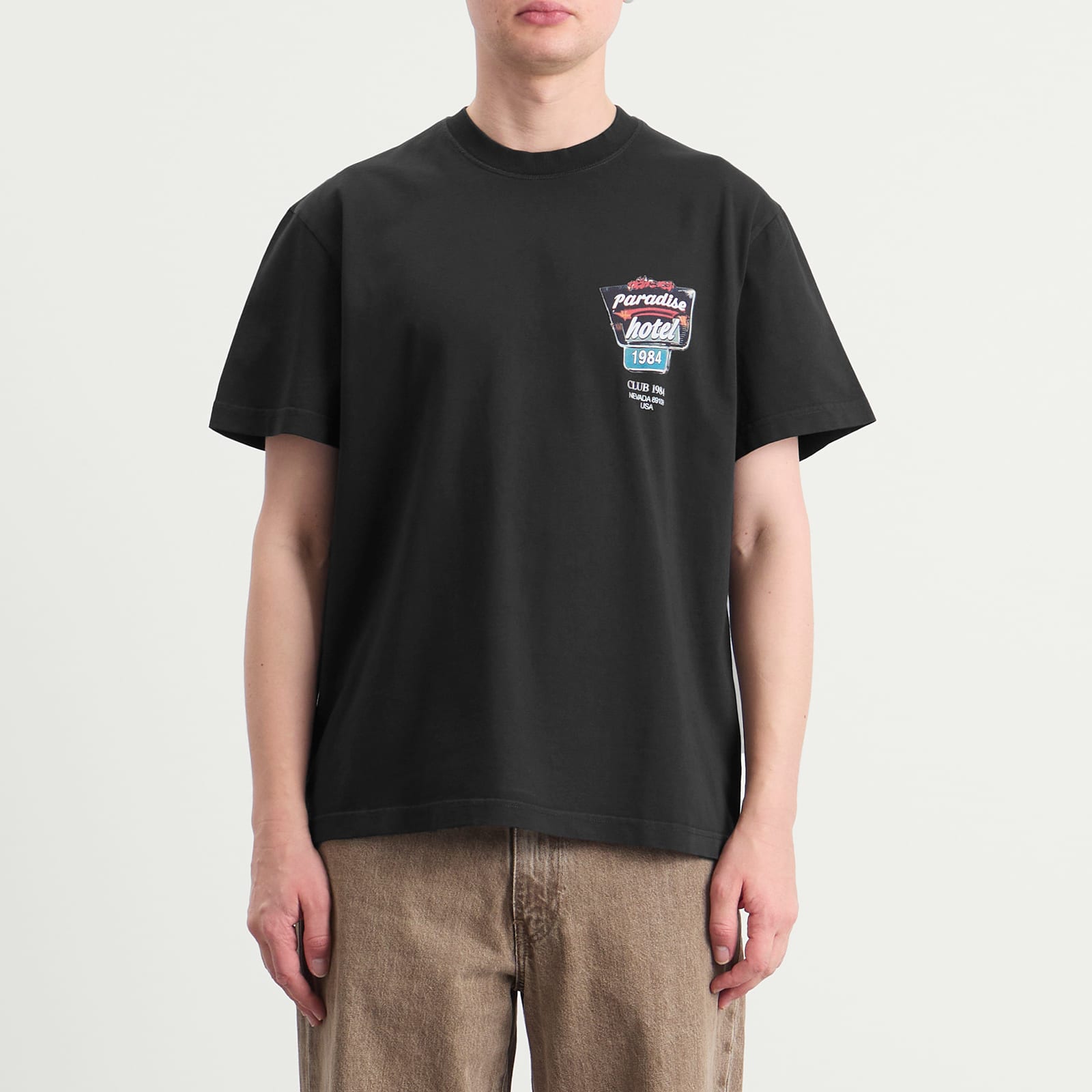 Men's Paradise Hotel T-Shirt in Washed Black