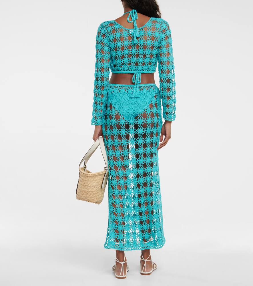 Rosette crochet cotton maxi skirt