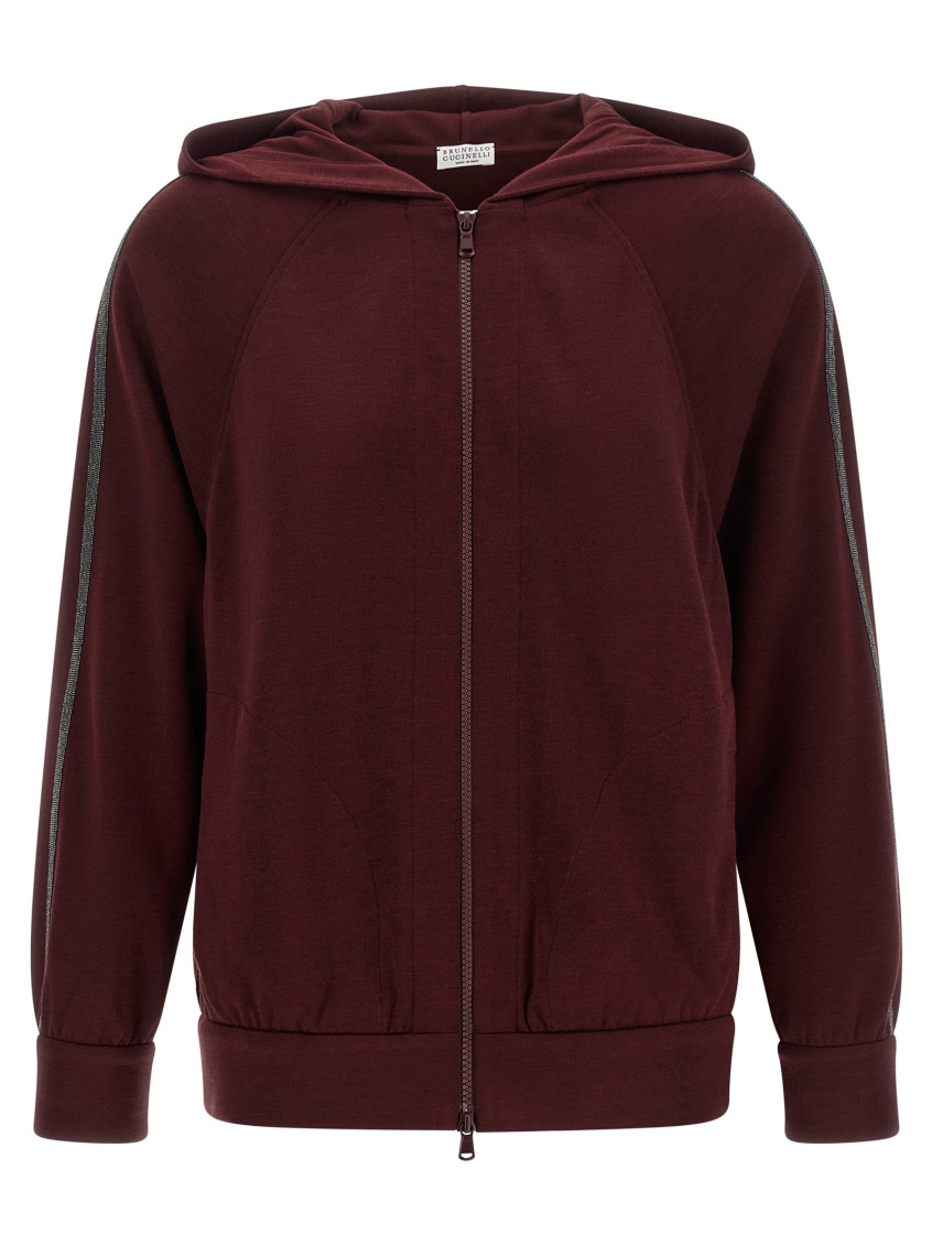 Maroon Solid Hood Sweatshirt