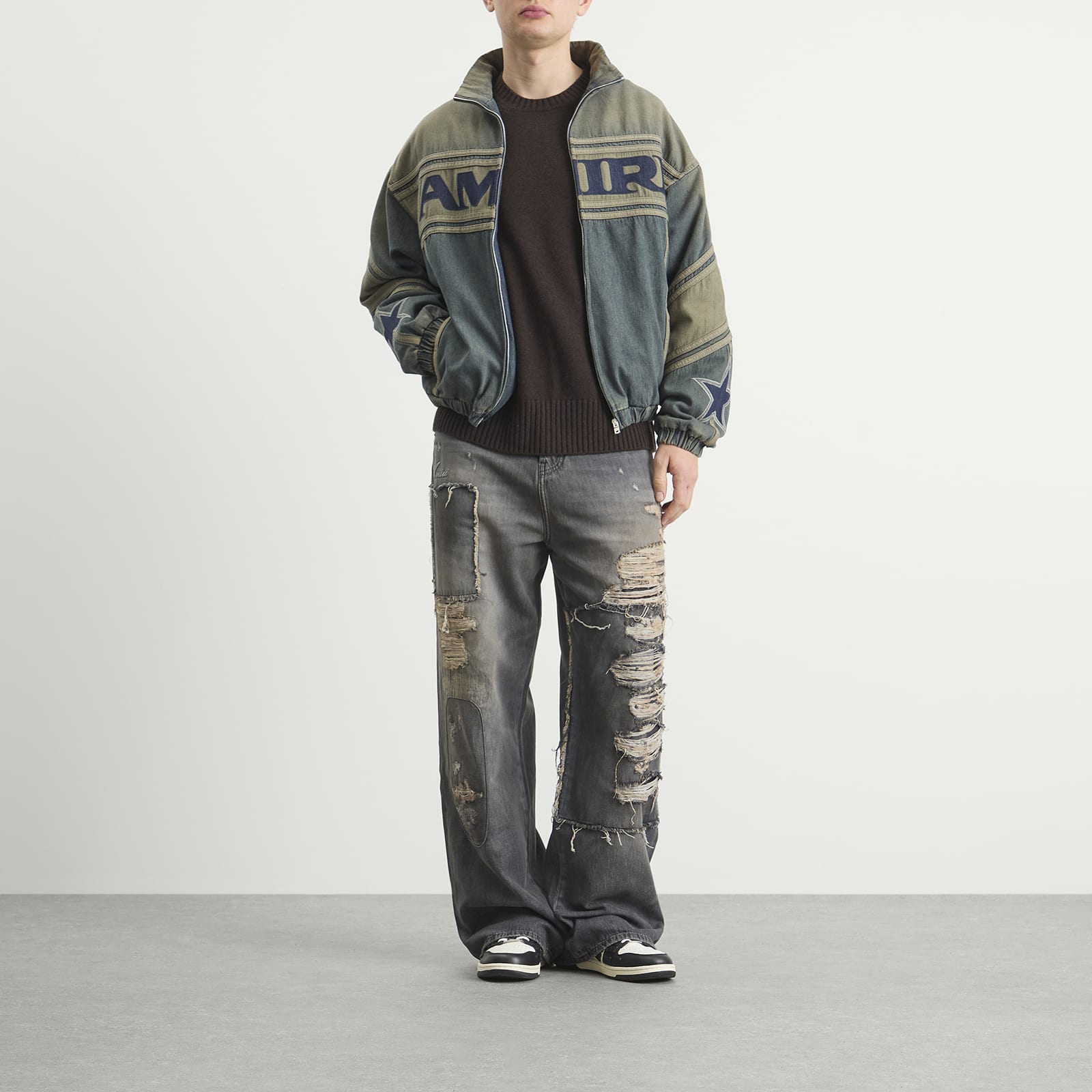 Men's Sport Denim Track Jacket in Worn Slate