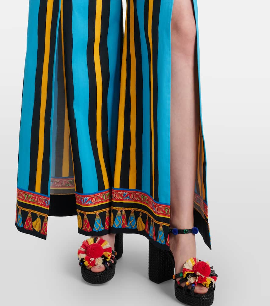 Striped wide-leg pants
