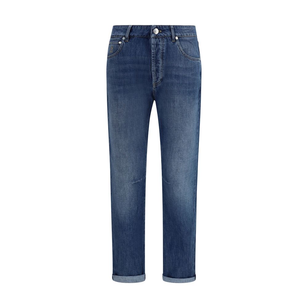 Cotton Straight-Leg Jeans — Blue