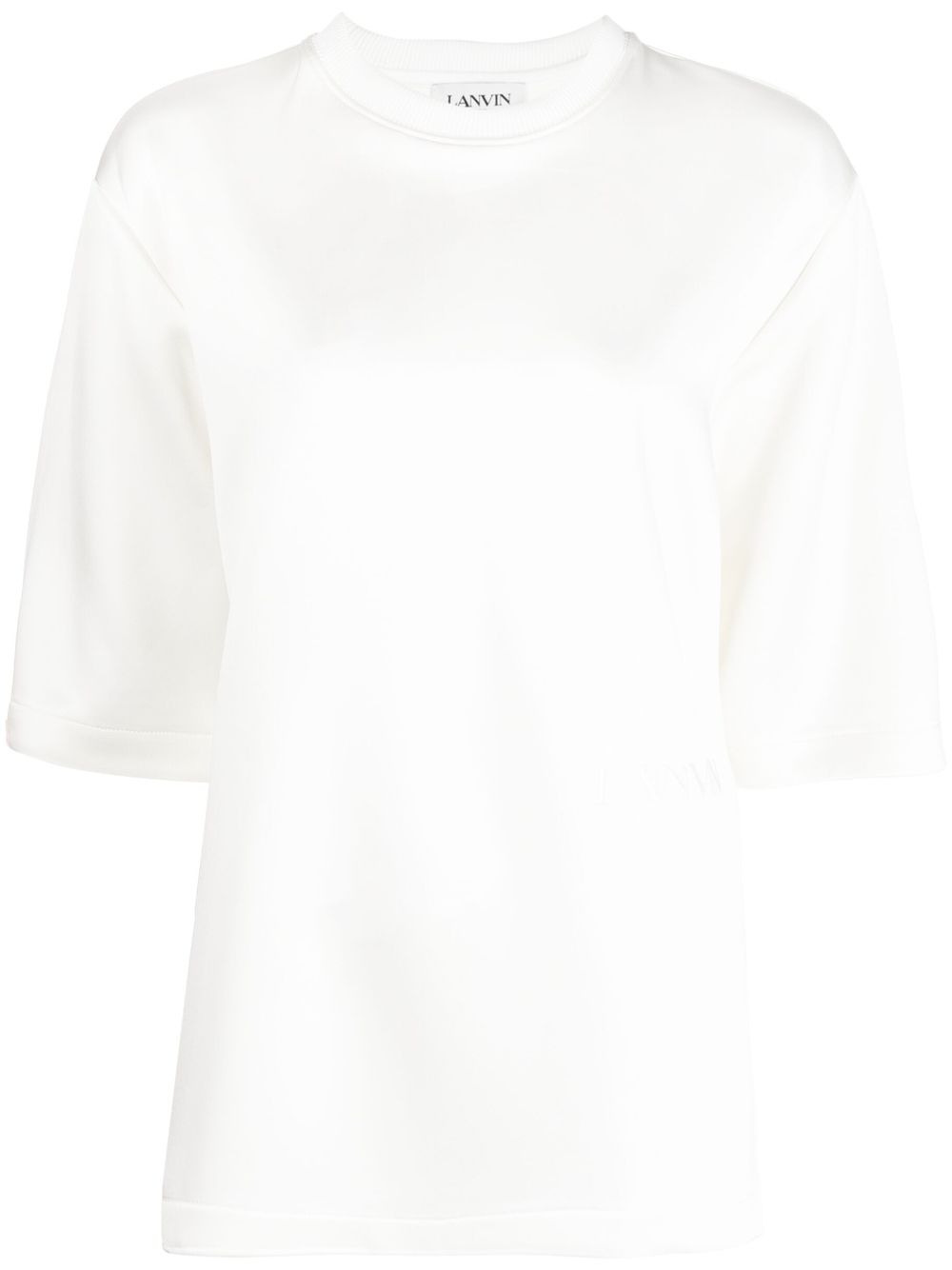 Embroidered-logo satin T-shirt - White