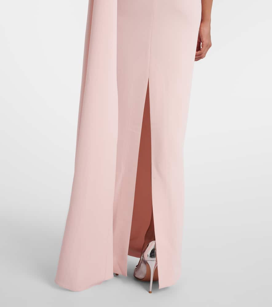 Embellished one-shoulder cady gown
