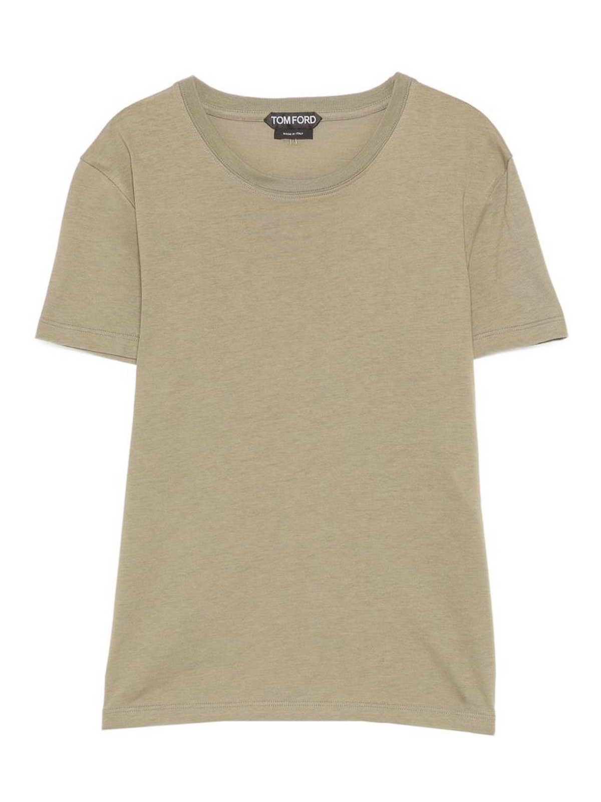 Olive Green Cotton Jersey Crewneck T-Shirt