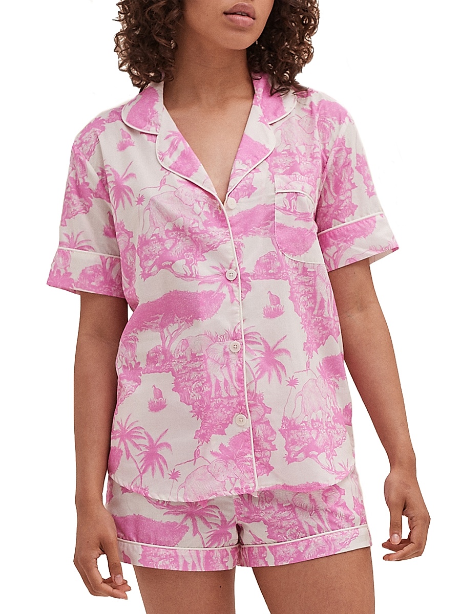 Women's Loxodonta Toile Short Pajama Set - Loxodonta Pink