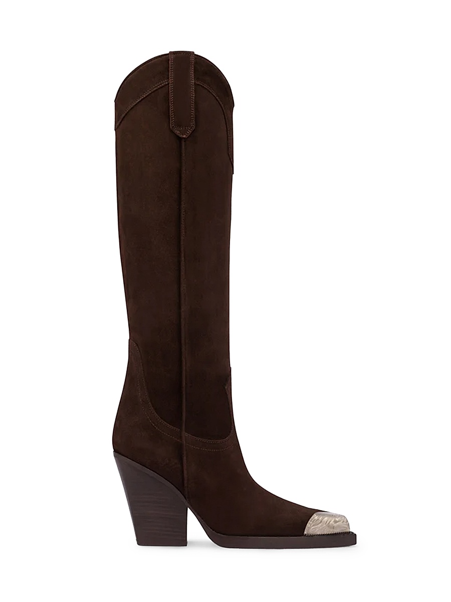 Women's El Dorado 100MM Cap Toe Suede Knee-High Boots - Cioccolato