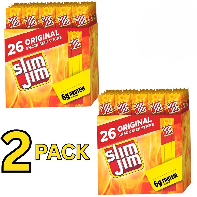 TEMU Slim Jim Smoked Meat Sticks Original Flavor 26 Count Convenient On-the-go Protein Snack Pack Easter Basket Stuffer For Men Portable Snack Beef