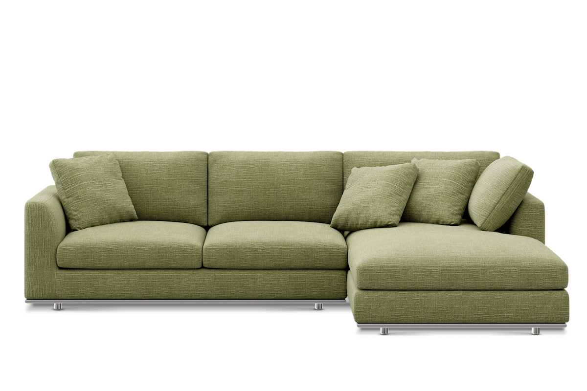Hamilton Chaise Sectional Sofa Right Facing Customized, (Washed Chenille) Moss, Machine Washable, Removable Covers for Sofas, Green