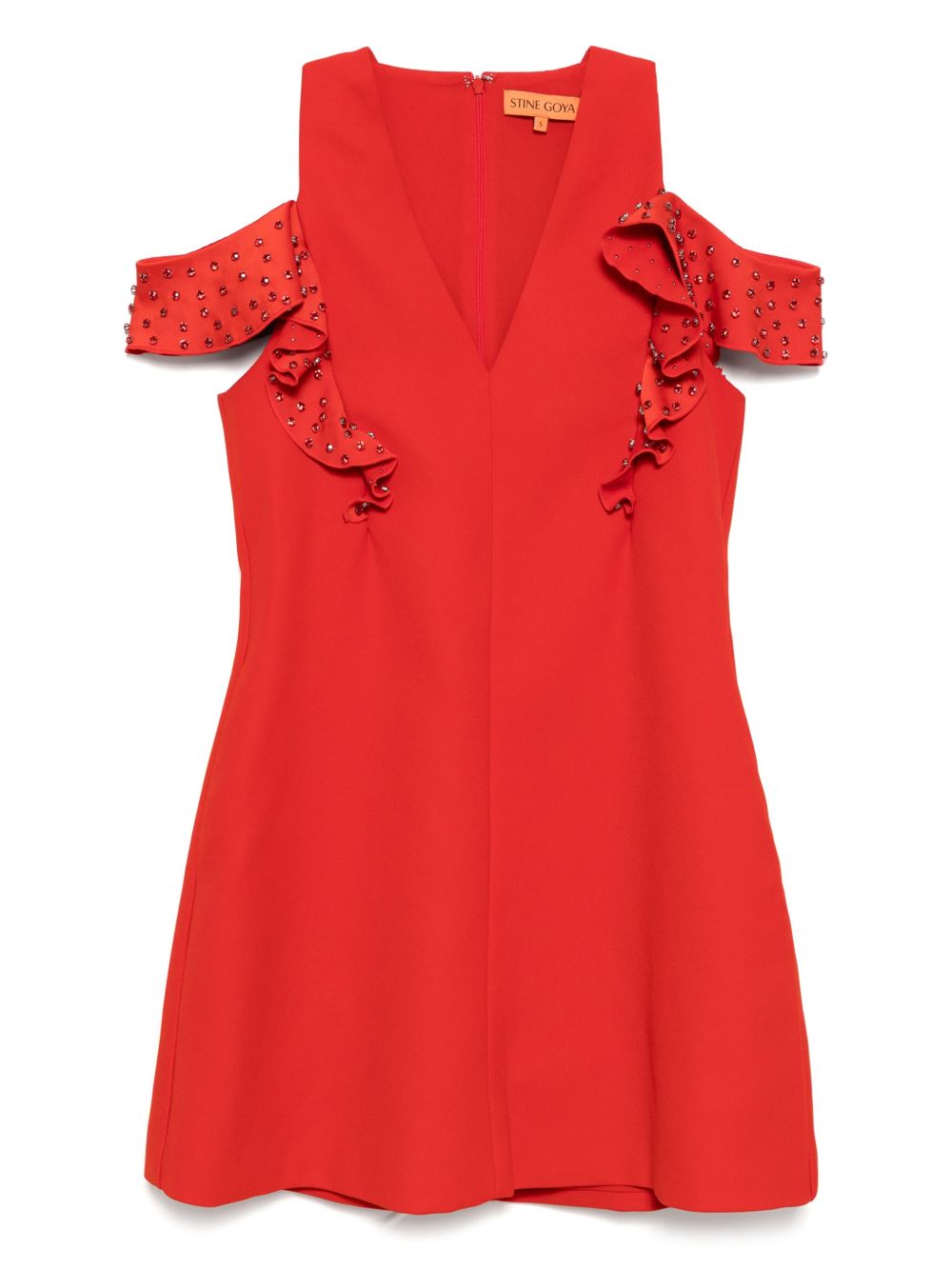Ruffle-sleeves mini dress - Red