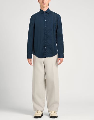 Man Shirt Navy Size 15 Cotton, Elastane