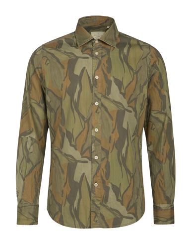Man Shirt Military green Size 15 ¾ Cotton, Elastane