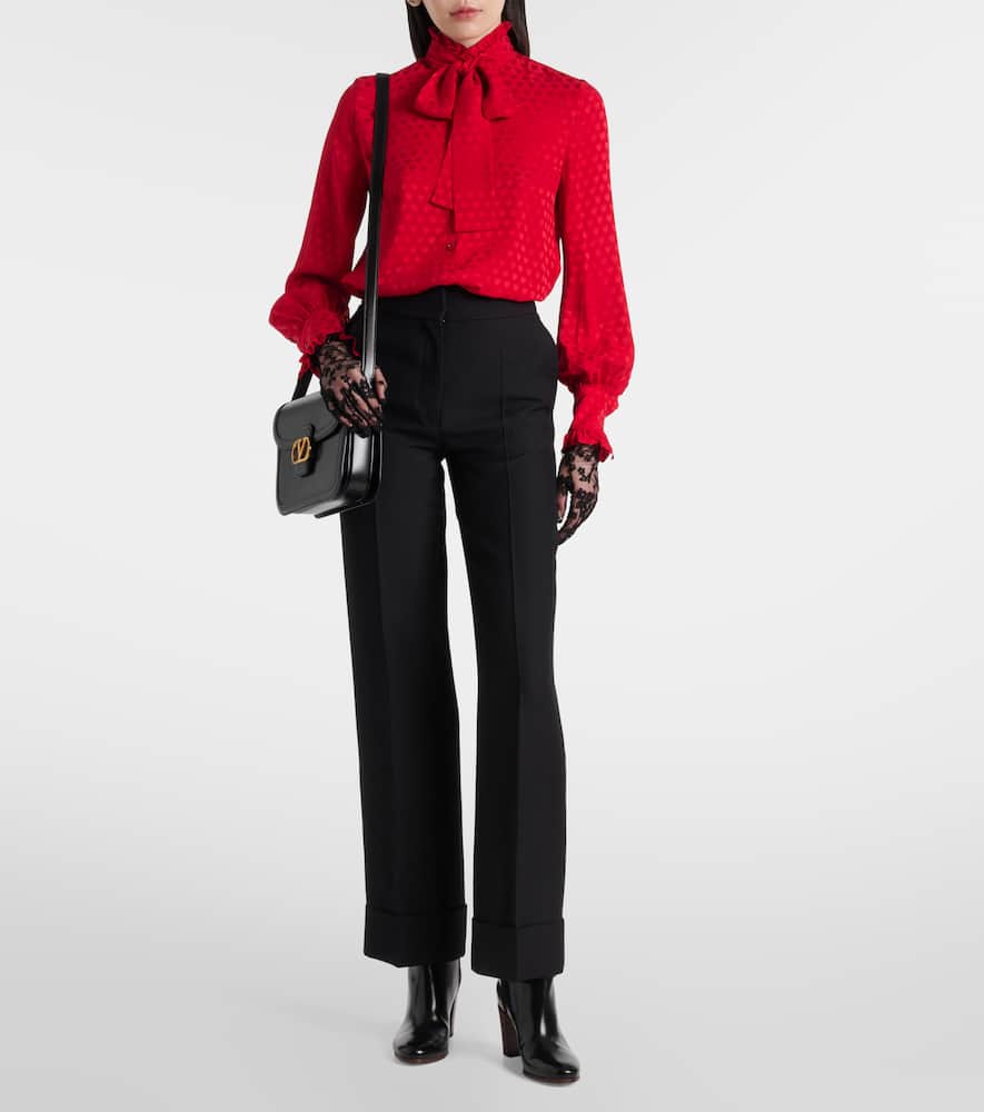 Wool and silk wide-leg pants