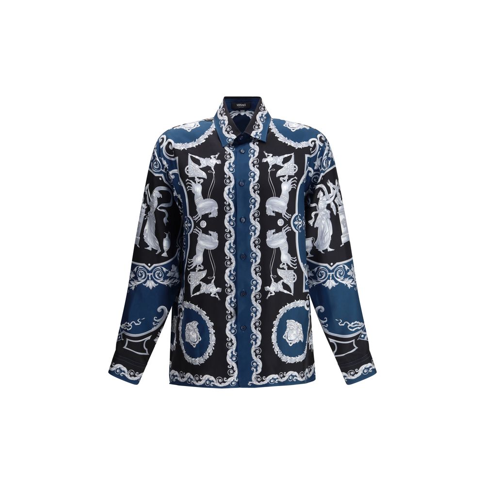 Hall of Heroes Silk Jacquard Shirt — Blue
