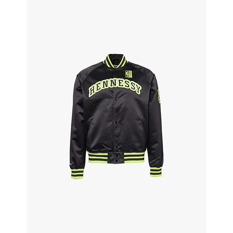 Mens Black X Mitchell & Ness Brand-embroidery Regular-fit Satin Track Jacket 