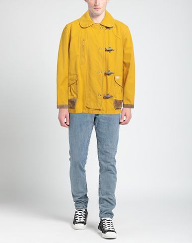 Man Jacket Marigold Size L Cotton, Cow leather