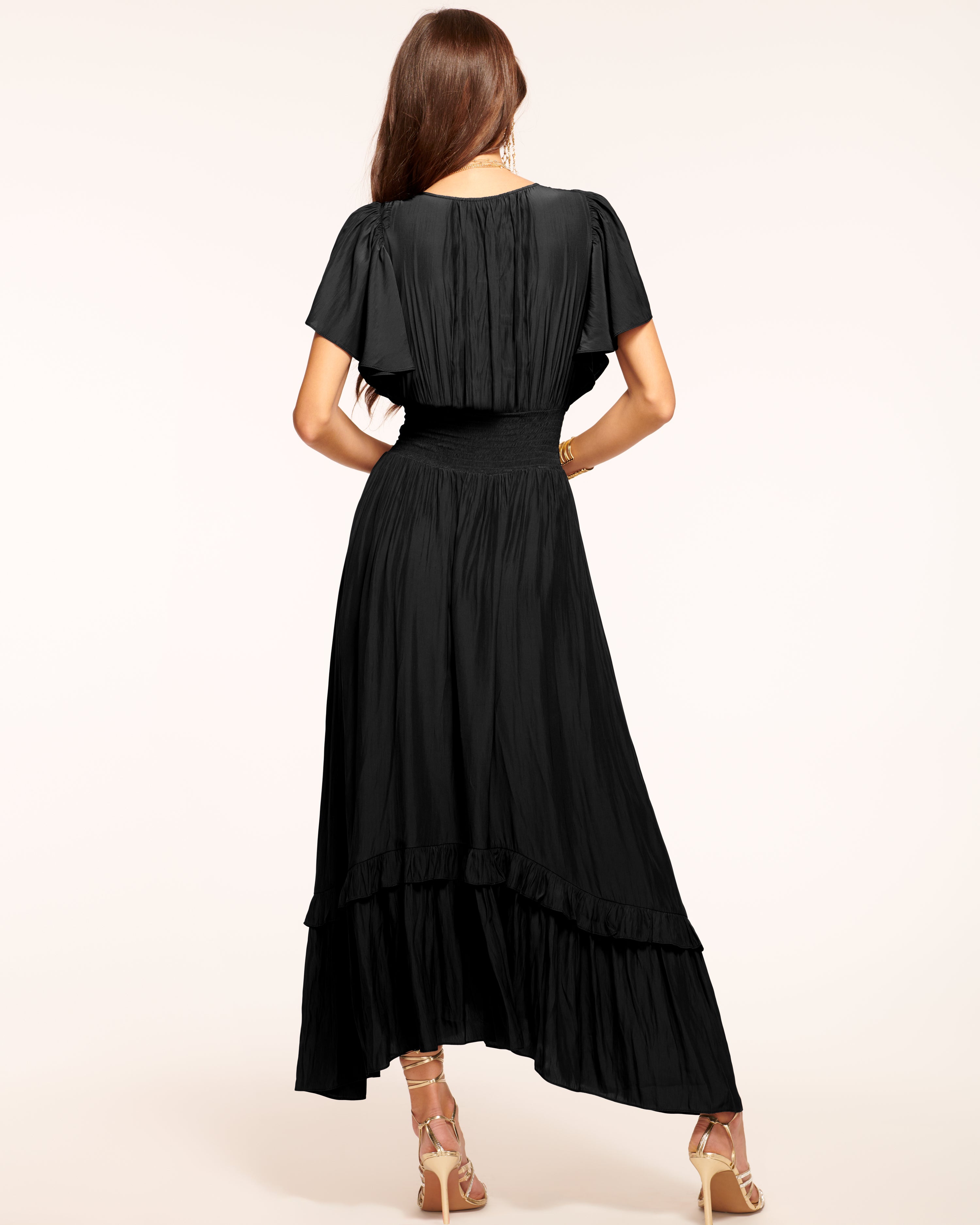 Joanie Short Sleeve Maxi Dress in Black