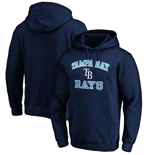 Men's Fanatics Navy Tampa Bay Rays Heart & Soul Fitted Pullover Hoodie
