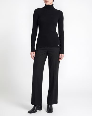 Woman Turtleneck Black Size L Cotton, Polyamide, Elastane