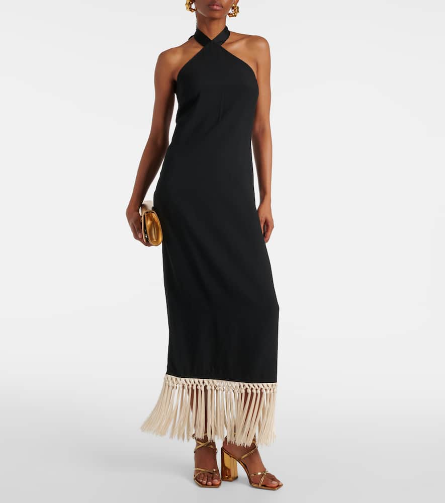 Nina fringed crêpe cady midi dress