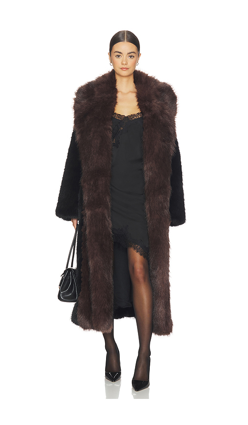 WeWoreWhat Faux Fur Belted Jacket in Black,Chocolate. - L also in M, S