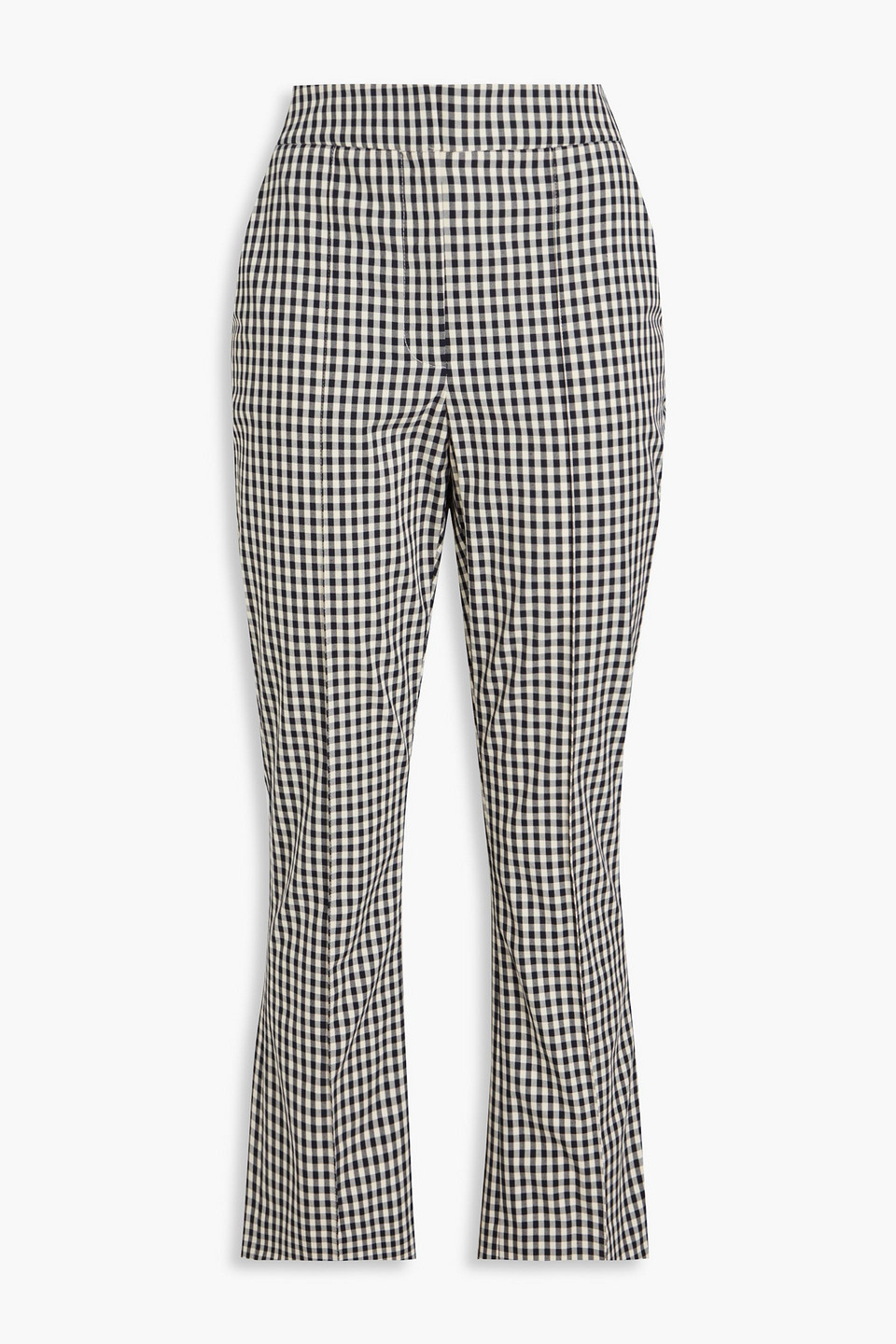 Gingham cotton-blend flared pants