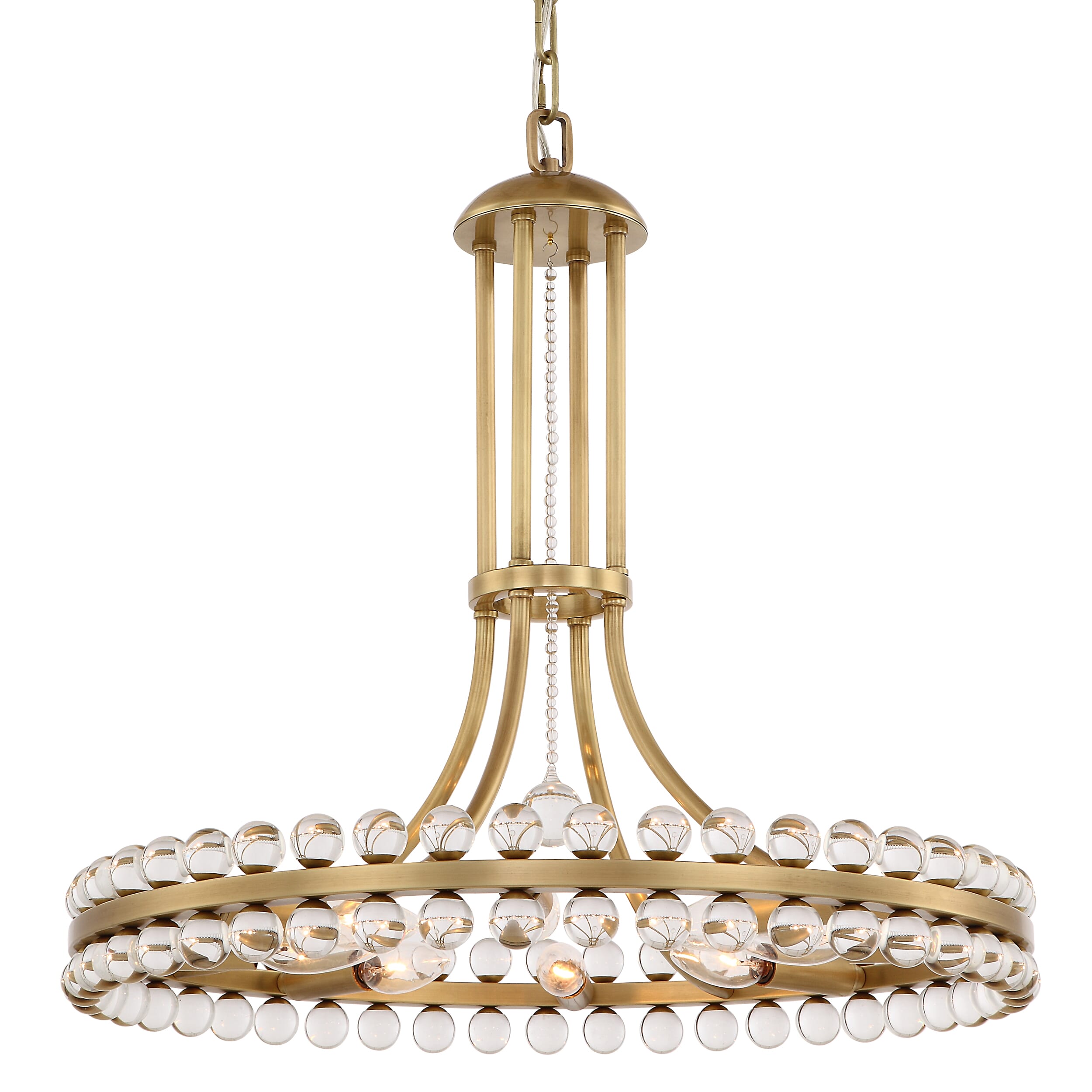 Crystorama Clover 8-Light 23" Modern Chandelier in Aged Brass with Clear Hand Cut Crysta