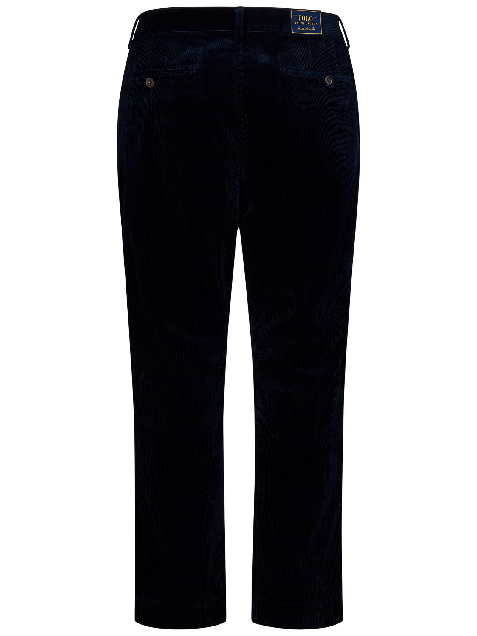 Velvet-effect tapered-leg trousers - Blue