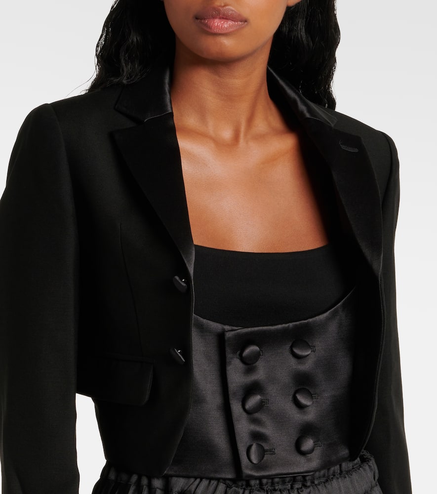 Cropped wool, mohair, and silk jacket