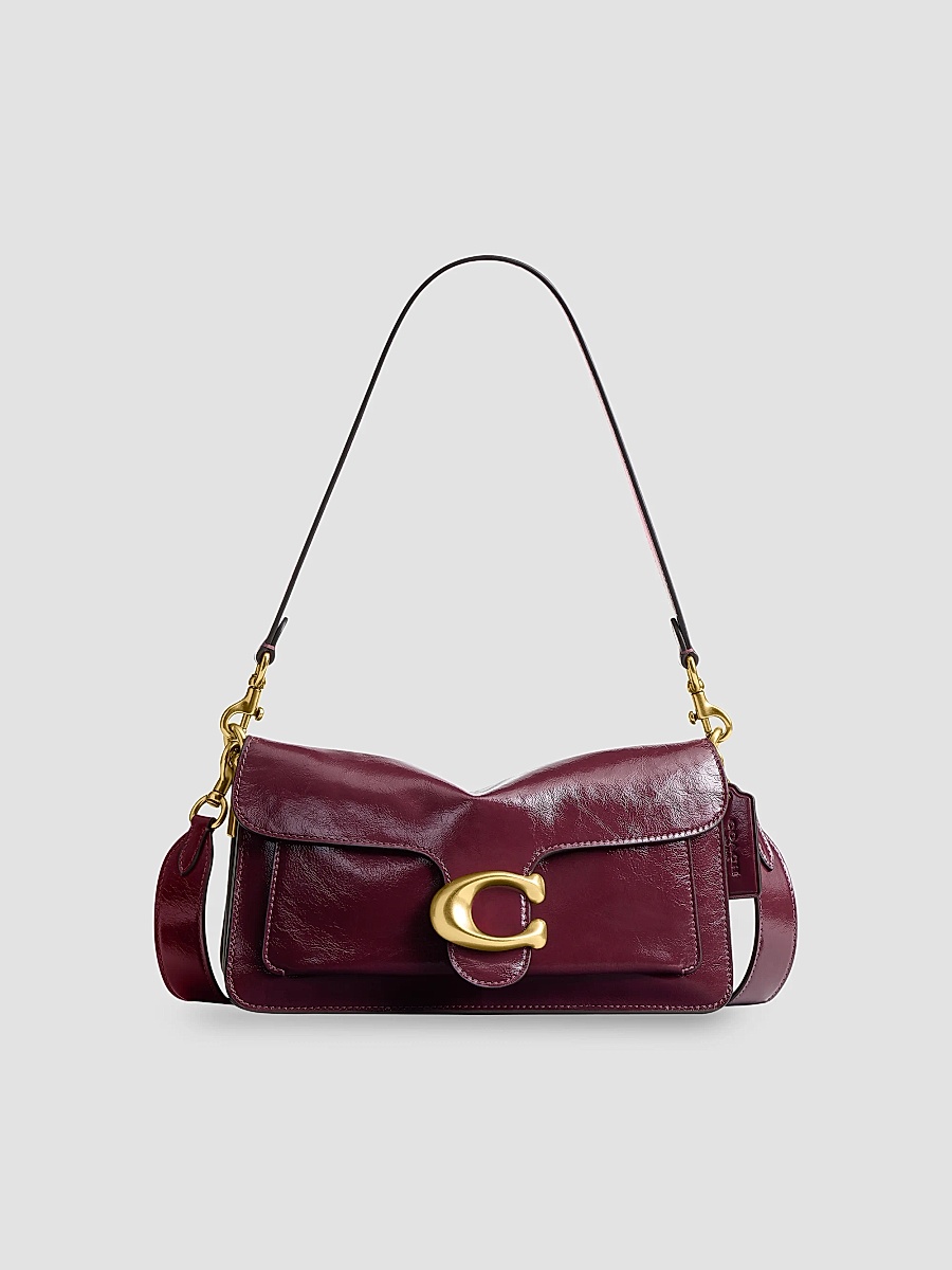 Women's Tabby 26 Glazed Leather Shoulder Bag - Dark Cherry