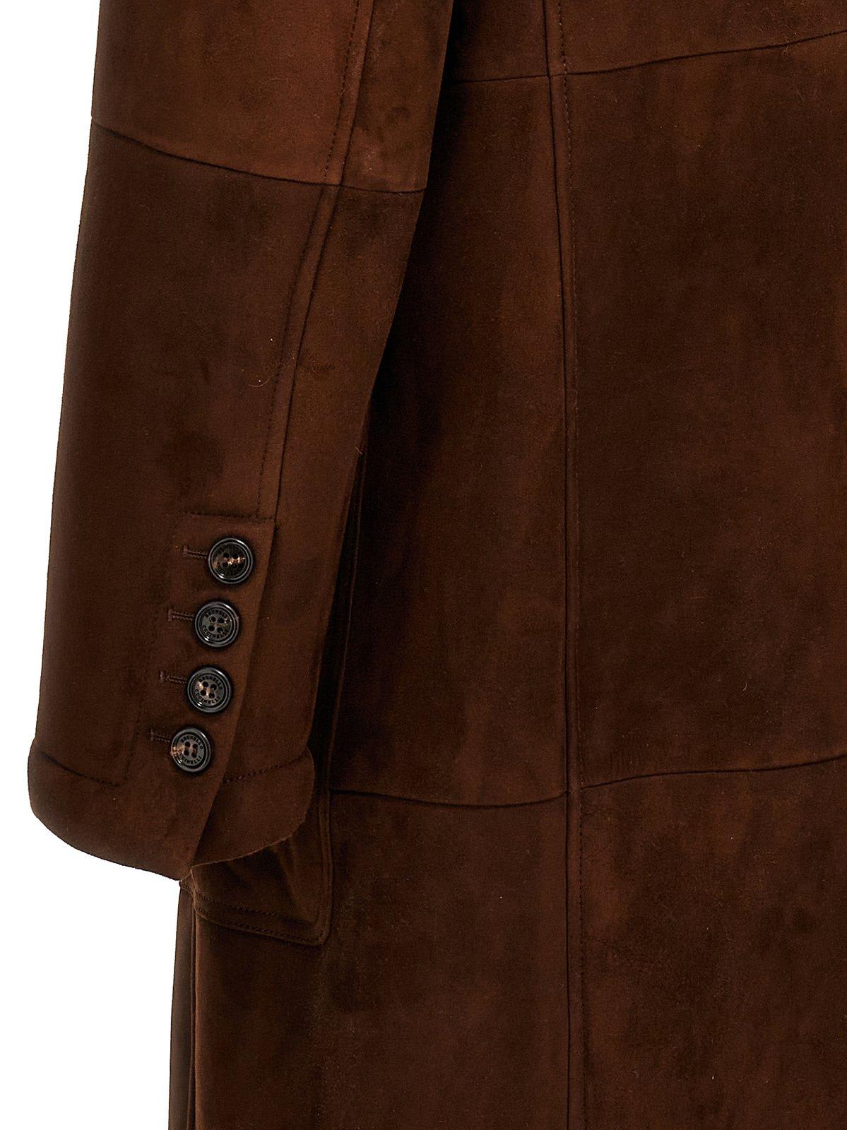 Double-breasted lambskin coat - Brown