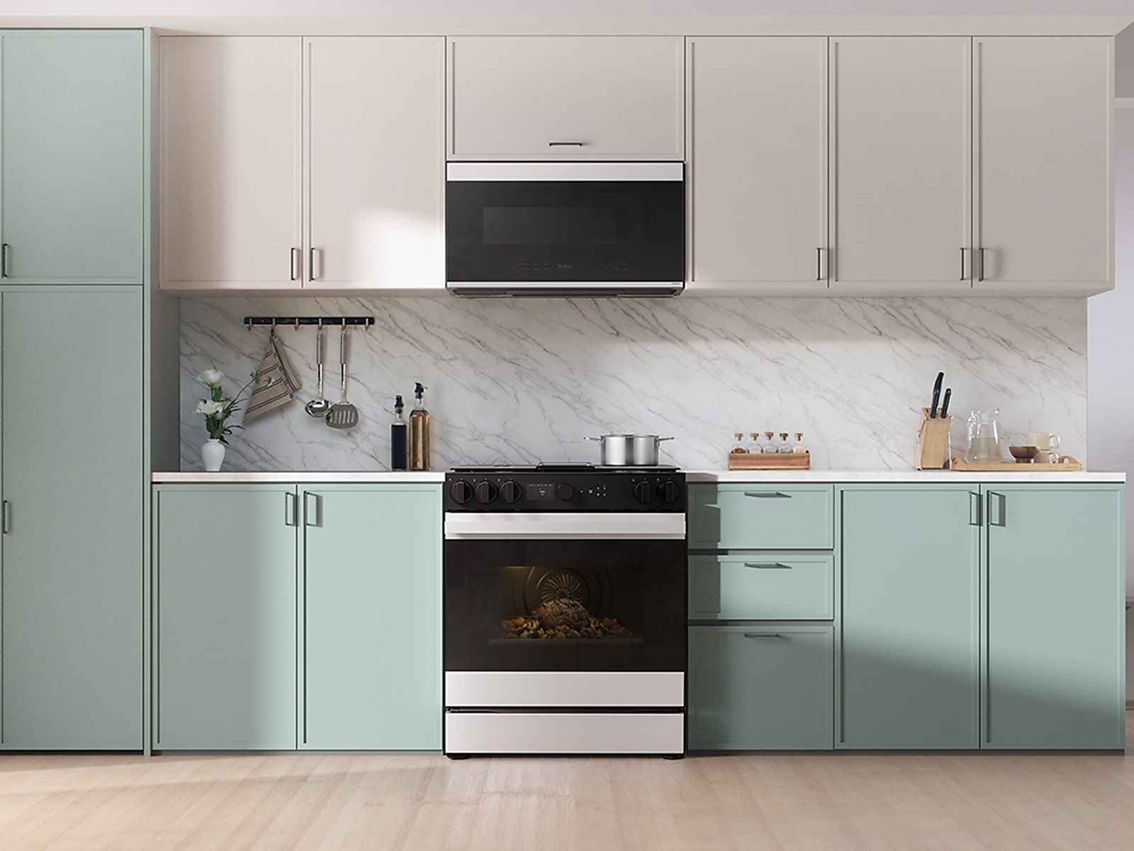 Bespoke 6.0 cu. ft. Smart Slide-In Gas Range with Smart Oven Camera & Illuminated Precision Knobs in White Glass(NSG6DB870012AA)