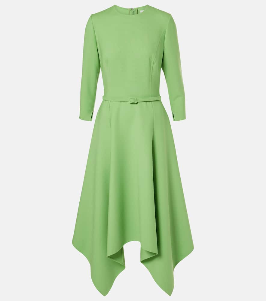 Asymmetric wool-blend midi dress