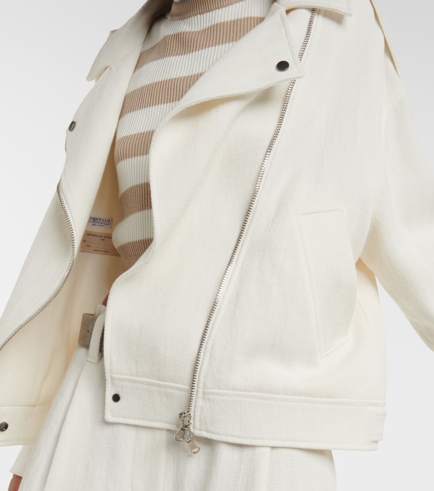 Cotton and linen biker jacket