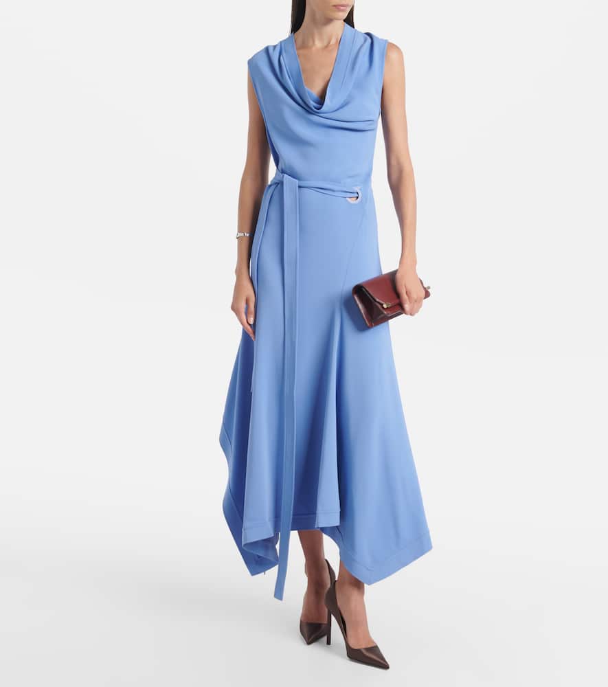 Gancini draped asymmetric cady maxi dress