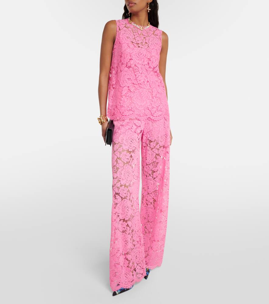 Floral crepe de chine lace top