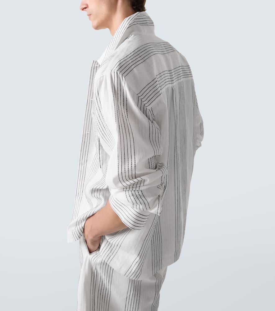 Kantha striped cotton overshirt